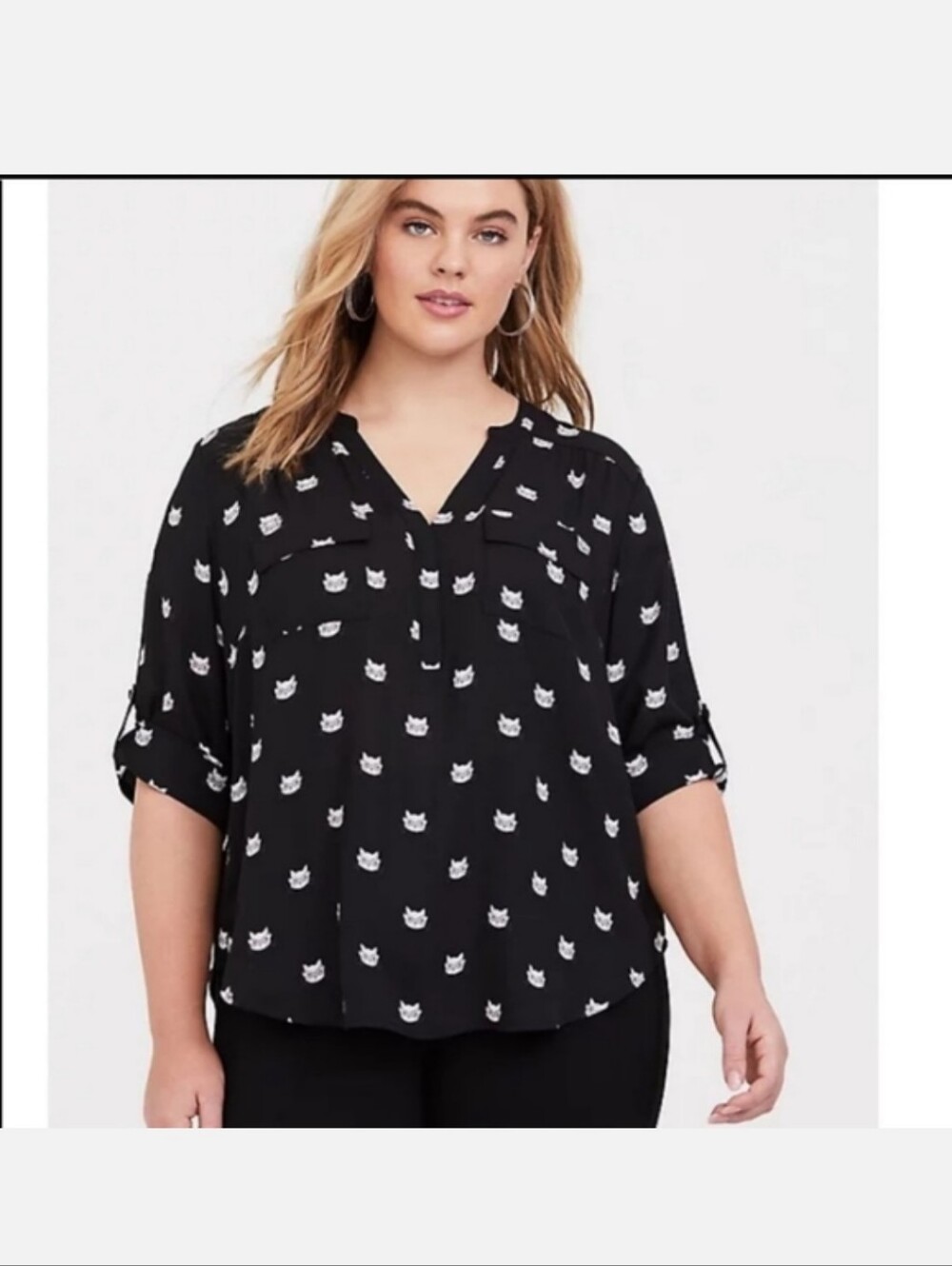 Torrid Harper Cat Print Blouse
